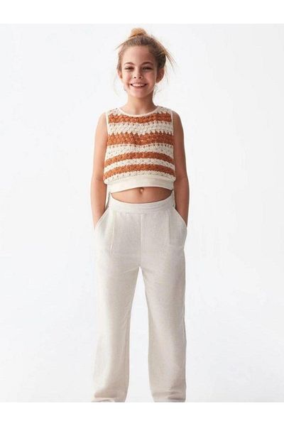 NK Thick Strap Cotton Guipure Crop Blouse - Girl