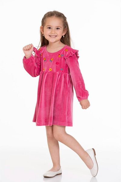 Store Floral Embroidered Velvet Children's Dress
