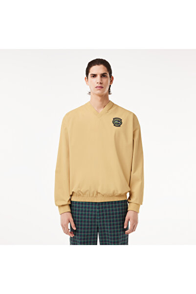 Lacoste Erkek Loose Fit V Yaka Sarı Sweatshirt