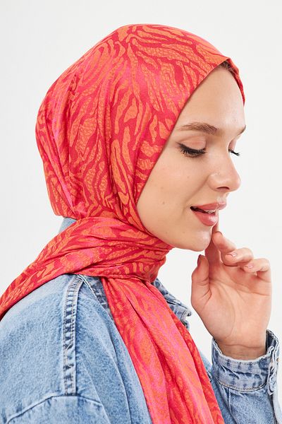 Scarf Φούξια πορτοκαλί Gi Shine Diagonale Ζακάρ Σάλι