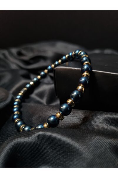 Tuana Trend سوار حجر الهيماتيت الطبيعي - حجر شفاء شقرا الجذر للشجاعة والثقة بالنفس والنجاح