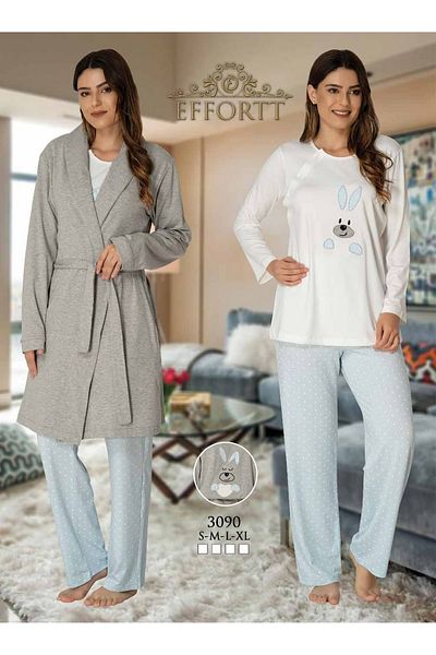 effort Set de pijamale de maternitate pentru maternitate Set de 3 piese cu halat Set simplu