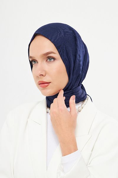 Scarf Gi Shine Zebra Jacquard Shawl - Σκούρο Μπλε Χρώμα