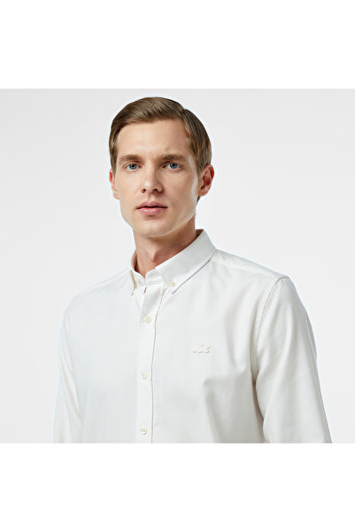 Lacoste Slim Fit Düğmeli Yaka Erkek Beyaz Gömlek