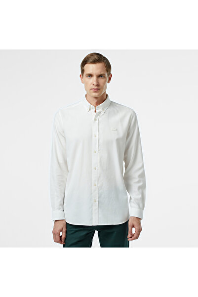 Lacoste Slim Fit Düğmeli Yaka Erkek Beyaz Gömlek