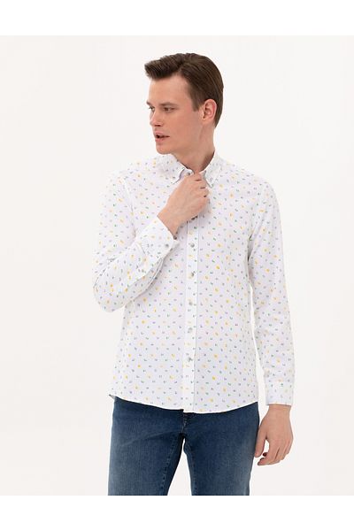 Pierre Cardin Ανοιχτό πράσινο Slim Fit μακρυμάνικο πουκάμισο 50265077-vr092