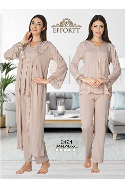Effortt Venra bebek  EFFORT Lohusa Hamile Sabahlıklı Pijama Takımı dentel dey...