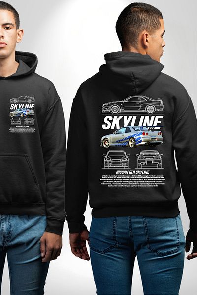 Angemiel Nissan Skyline Black Hooded Fast and Furious Φούτερ - Ανδρικά και Γυναικεία Unisex