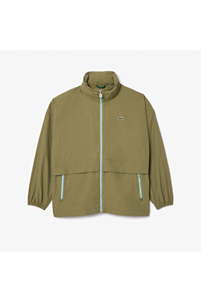 Lacoste Erkek Relaxed Fit Dik Yaka Haki Yağmurluk