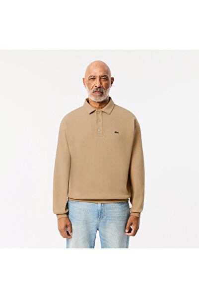 Lacoste Erkek Loose Fit Polo Yaka Kahverengi Sweatshirt