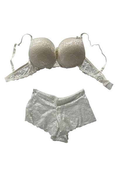 irem içgiyim Women's Ecru Supported Padded Bra Set