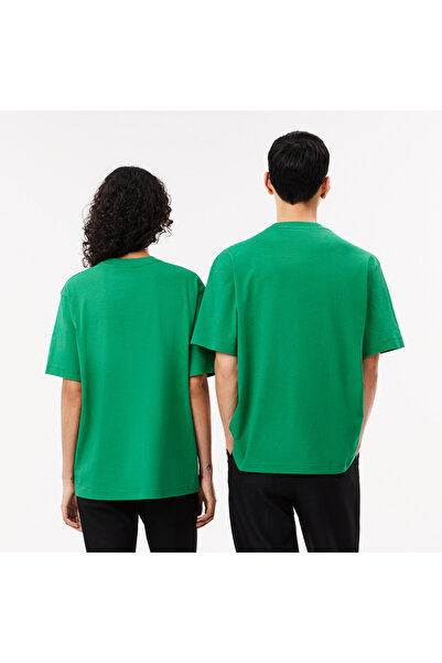 Lacoste Unisex Loose Fit Bisiklet Yaka Organik Pamuk Yeşil T-Shirt