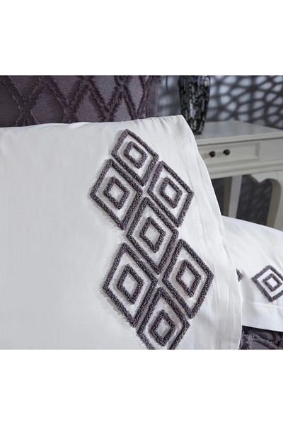 Şekerbibi Anthracite Liya 9 Piece Pique Duvet Cover Set