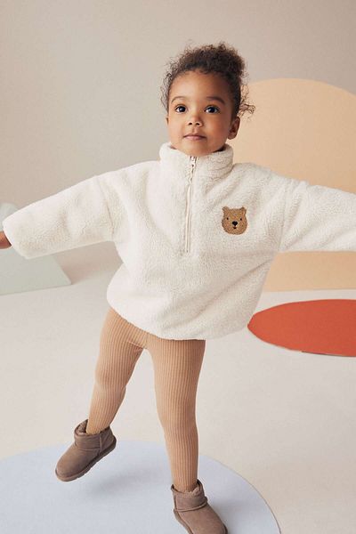 Next Baby Cream - Bear Patterned Sweatshirt & Leggings Set