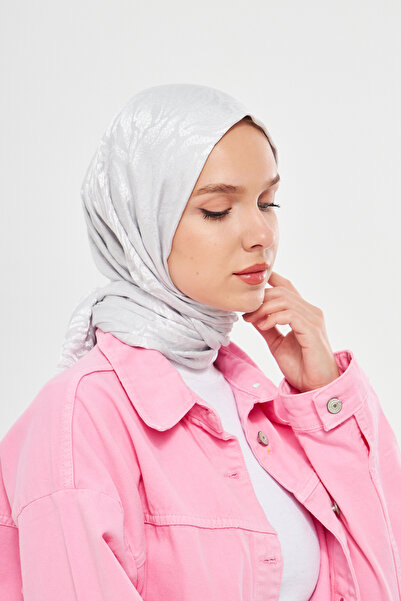 Scarf Gi Shine Diagonale Jacquard Shawl - Ασημί Γκρι