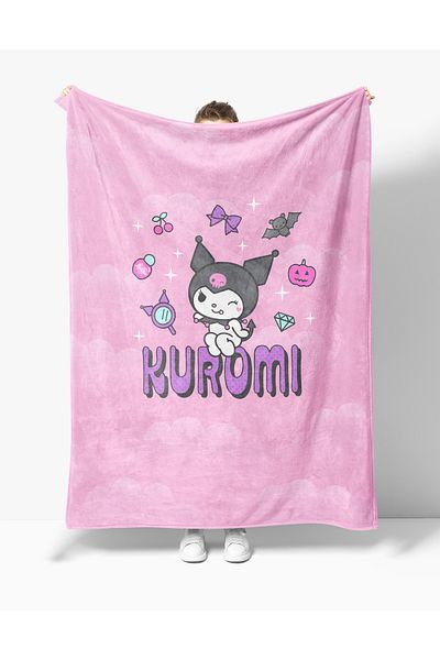 Erays Home Kuromi Patterned Printed Fleece Tv Blanket