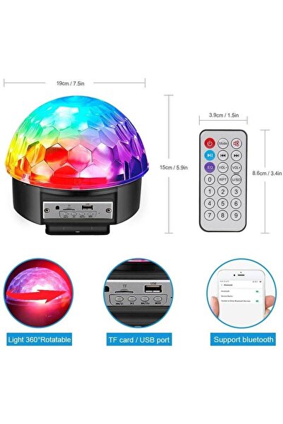 harry Yeni Küre Disko Topu Müzik Çalar Renkli Lazer Işıklı Bluetooth Sese Duy...