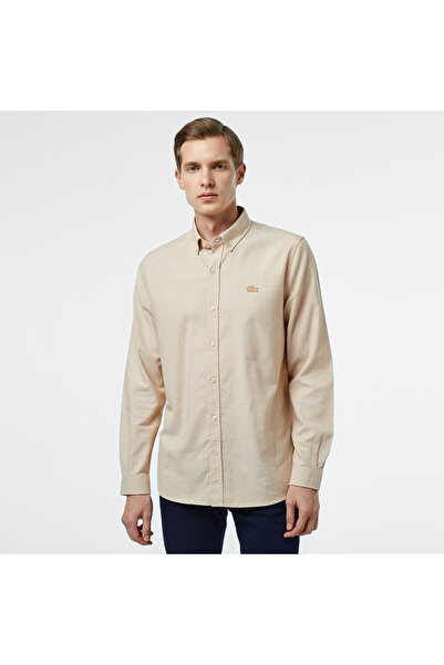 Lacoste Erkek Slim Fit Düğmeli Yaka Bej Gömlek
