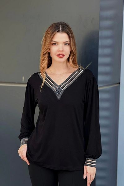 aytemas Front Back V Stripe Jewelled Blouse