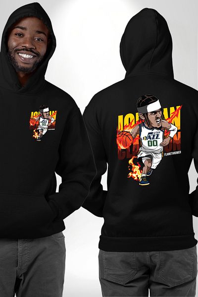 Angemiel Utah Jazz Clarkson Print Black Hooded Sweatshirt - Women/Men Unisex