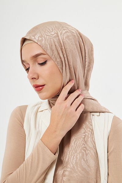Scarf Σάλι Ζακάρ Γάλα Καφέ Gi Shine Diagonale