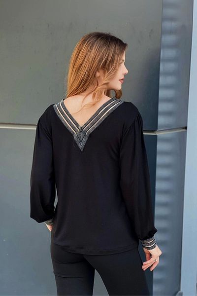 aytemas Front Back V Stripe Jewelled Blouse
