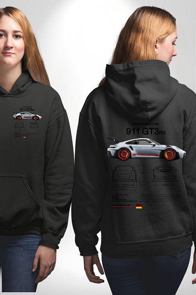 Angemiel Porche 911Gt3 Rs Racing Black Hooded Unisex Sweatshirt