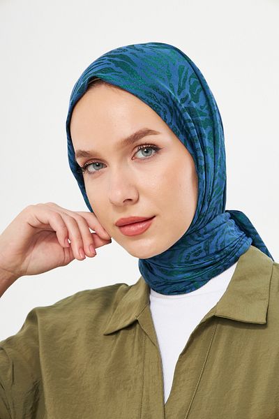 Scarf Şal Jacquard Diagonal Gi Shine Albastru Verde