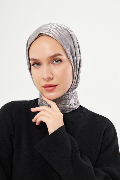 Scarf Gi Shine Diagonale Jacquard Shawl - Grey Powder Shades