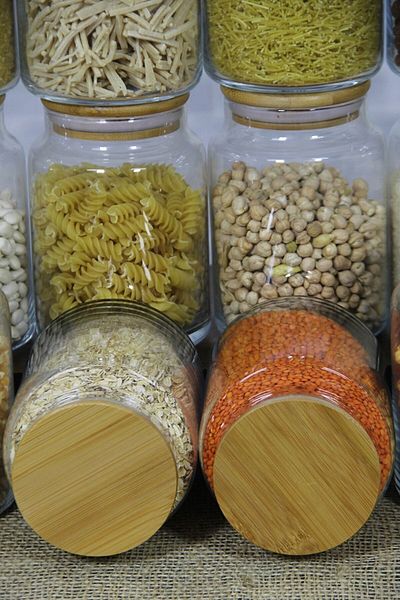 Albergio 4-Piece Bamboo Lid Vacuum Medium Size Glass Jar Storage Container Set (800ml)