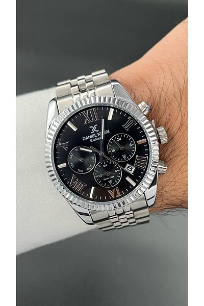 Daniel Klein Exclusive Men's Wristwatch 3 Atm Waterproof Silver&Black Color