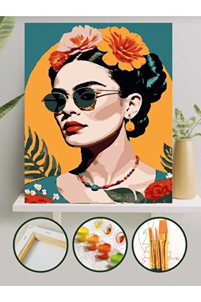 Lamba Cini Sayılarla Boyama Kasnaklı Tablo Seti Fırça Boya Dahil 40x50 FRİDO