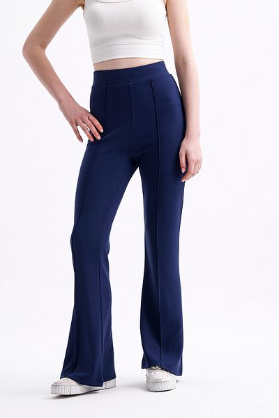 Warasiva Jambiere pentru pantaloni cu talie înaltă bleumarin - țesătură cu nervuri, lycra, modal