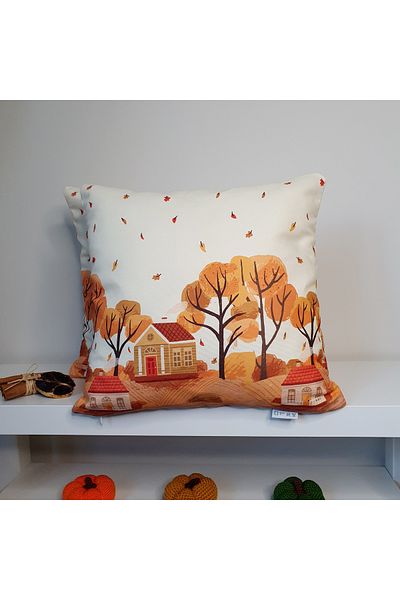DECO Ecru Sky Autumn Pattern Throw Pillow Cover