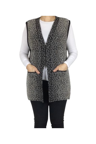 ECE GİYİM Women's Front Agraphy Thick Winter Vest with Pockets