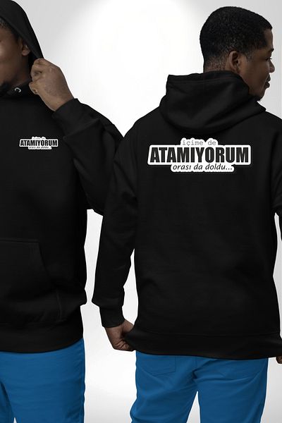 Angemiel Unisex Black Hooded Sweatshirt with Writing Full of Oras