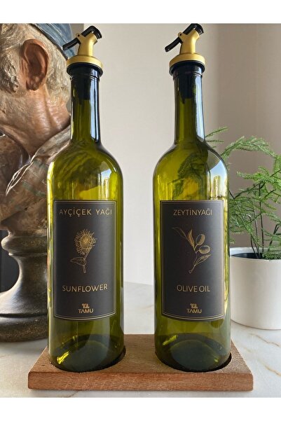 Albergio زيت زيتون 750 مل - طقم مكون من قطعتين، وعاء زيت سيبي، مع حامل خشبي، ...