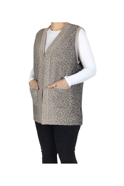 ECE GİYİM Women's Front Agraphy Thick Winter Vest with Pockets