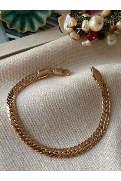 petit bijou Kadın Xuping Çelik Bileklik , Zincir Bileklik, Çelik Künye Bileklik,Hasır Örme Bileklik (1Adet)