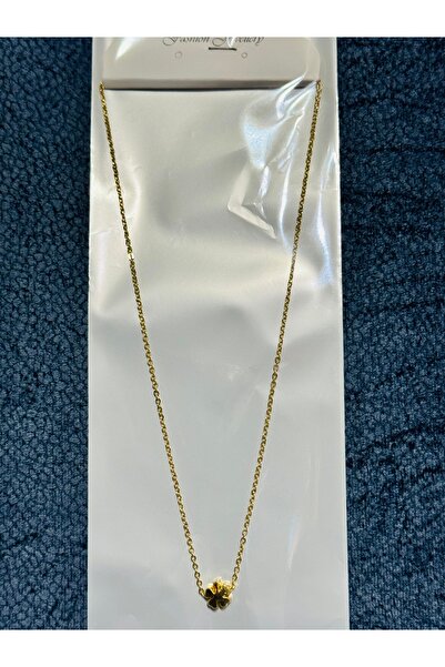 Rolypoly Bujiteri Gold zincirli gold yonca çiçekli kolye