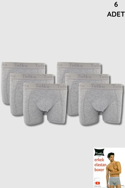 Tutku 0114 Tutku - Boxeri din elastan pentru bărbați gri, pachet de 6