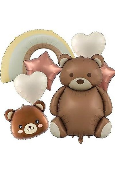 DÜVENCİ TİCARET Cute Bear Retro Color Balloon Set