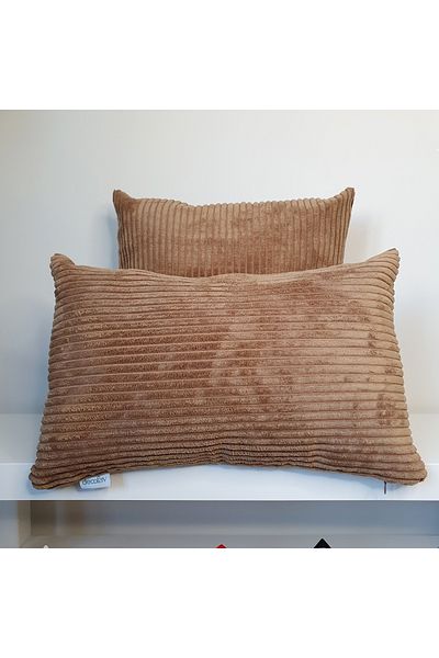 DECO Pernă de talie din velur cu dungi de lux maro măsline - husă