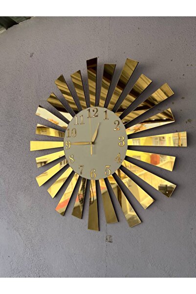 AA Shop Beyaz Gold Aynalı Pleksi Piyano Model Sayılı Ev Hediyelik Sessiz Duvar Saati