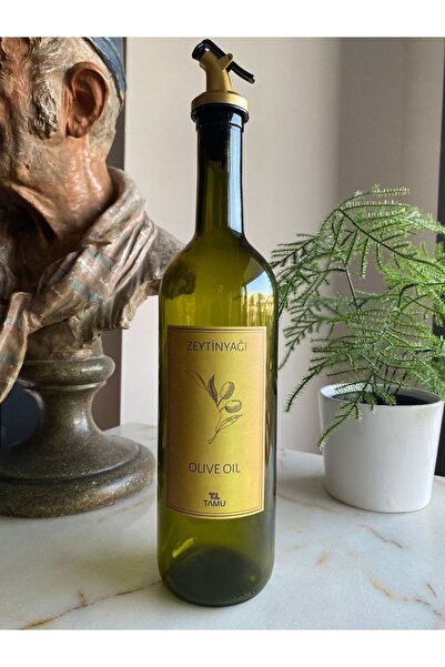 Albergio 750 Ml Cam Zeytinyağı Şişesi Damlatmaz Yağdanlık Yağlık 1 Adet Gold ...