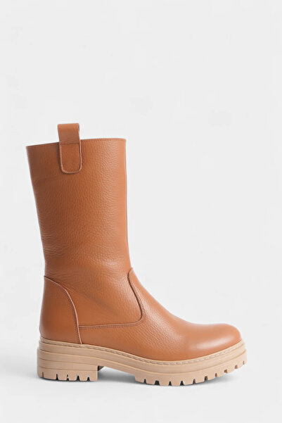 SAYL Taba Hakiki Deri Yandan Fermuarlı Kadın Postal Bot