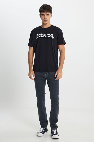 Lee Μαύρο T-Shirt με λαιμόκοψη 100% βαμβάκι με κανονική εφαρμογή