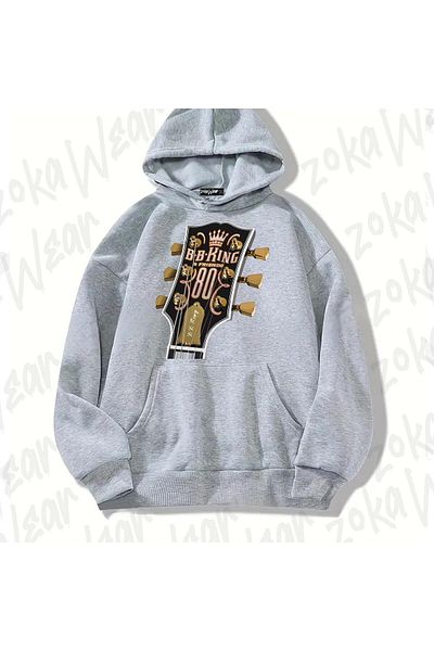 ZOKAWEAR Γκρίζα Β.β. Φούτερ με κουκούλα με στάμπα King Design