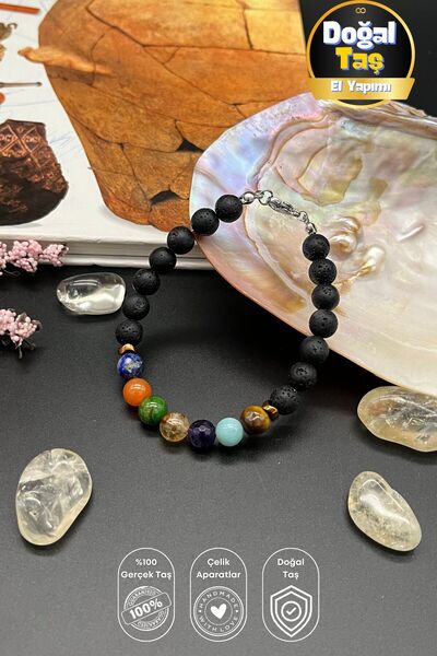 Balzamin Design سوار للجنسين بتصميم ميستيك فلو 7 شقرا من الحجر الطبيعي