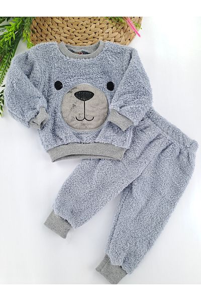 Butik Girl's / Boy's Fleece Plush Double Pajamas Set with Different Color Options